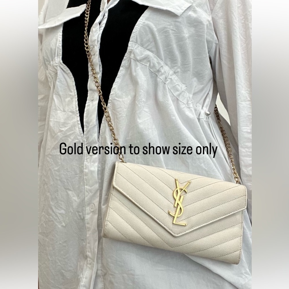 Yves Saint Laurent Beige Quilted Leather Chain Crossbody - Picture 12 of 15